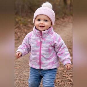 Columbia Pink Camo 12 Month Fleece Jacket